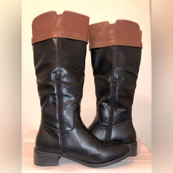 RAMPAGE brown and black two tone faux fur boots SZ . 7M - Picture 2 of 12